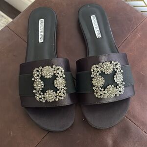 Manolo Blahnik Satin Slides